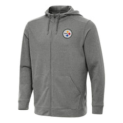 Pittsburgh Steelers Antigua Effortless Full-Zip Hoodie - Heather Black - NFL