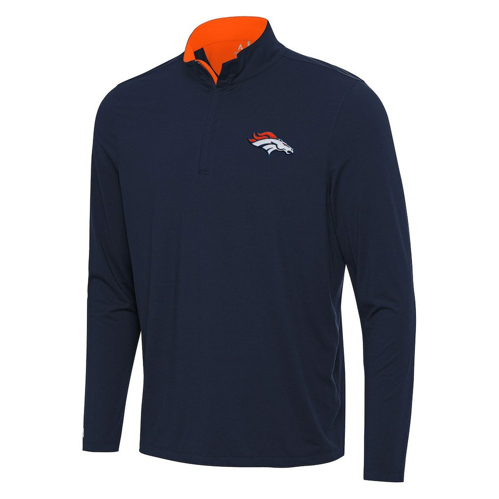 Denver Broncos Antigua Content Quarter-Zip Pullover Top - Navy/Orange - NFL