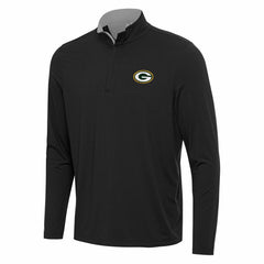 Green Bay Packers Antigua Content Quarter-Zip Pullover Top - Black/Gray - NFL