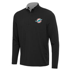Miami Dolphins Antigua Content Quarter-Zip Pullover Top - Black/Gray - NFL