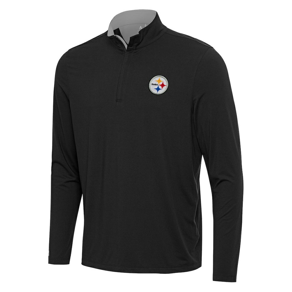 Pittsburgh Steelers Antigua Content Quarter-Zip Pullover Top - Black/Gray - NFL