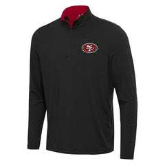 San Francisco 49ers Antigua Content Quarter-Zip Pullover Top - Black/Scarlet - NFL