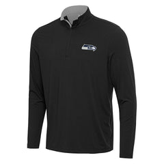 Seattle Seahawks Antigua Content Quarter-Zip Pullover Top - Black/Gray - NFL