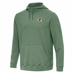 Green Bay Packers Antigua Cloud Pullover Hoodie - Heather Green - NFL