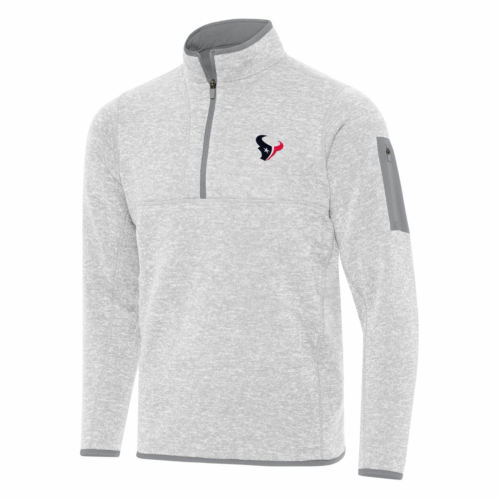 Houston Texans Antigua Fortune Quarter-Zip Pullover Jacket - Heather Gray - NFL