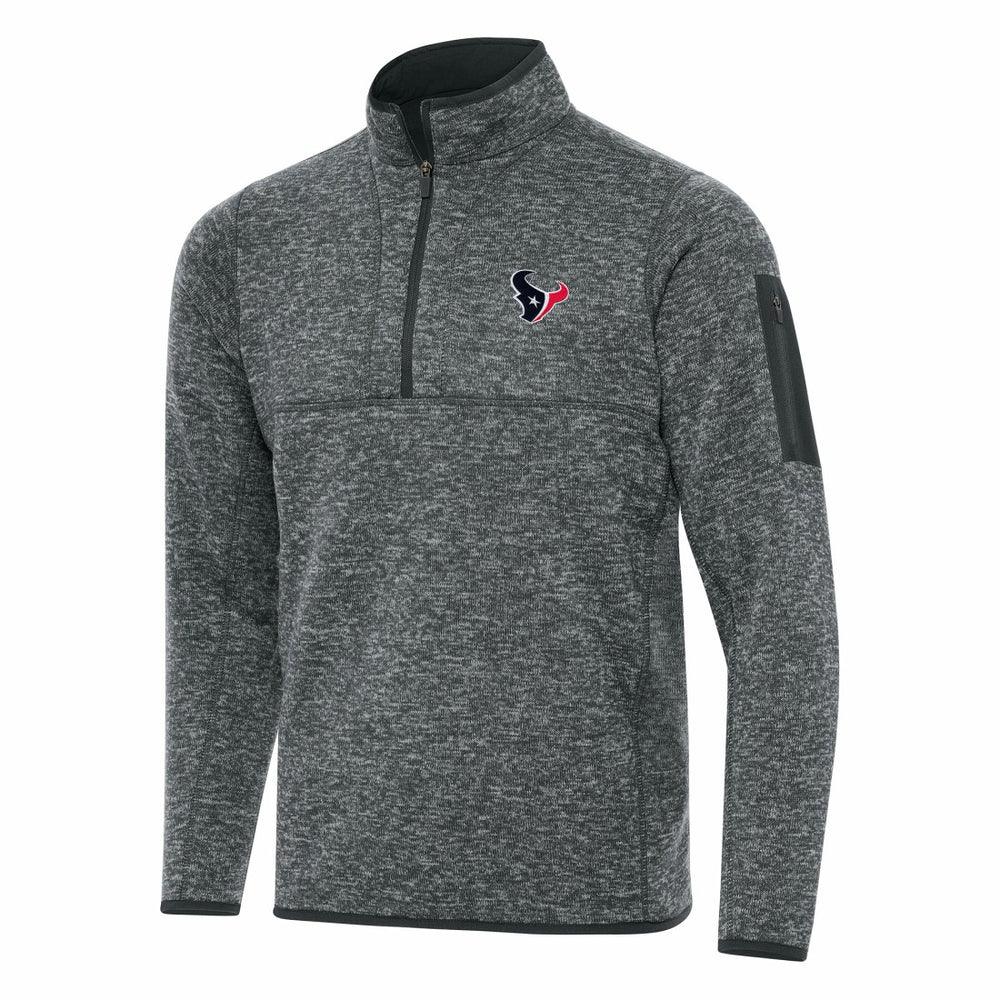 Houston Texans Antigua Fortune Quarter-Zip Pullover Jacket - Heather Charcoal - NFL