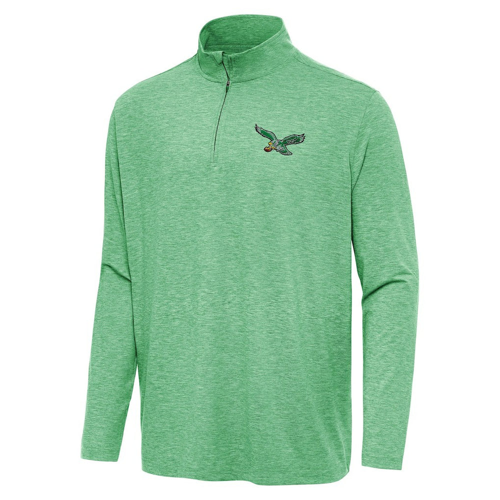Philadelphia Eagles Antigua Hunk Quarter-Zip Jacket - Heather Kelly Green - NFL