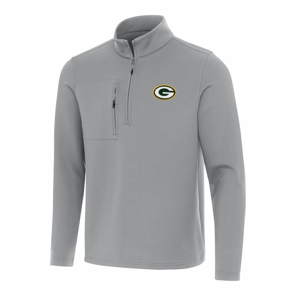 Green Bay Packers Antigua Insider Quarter-Zip Pullover Top - Gray - NFL