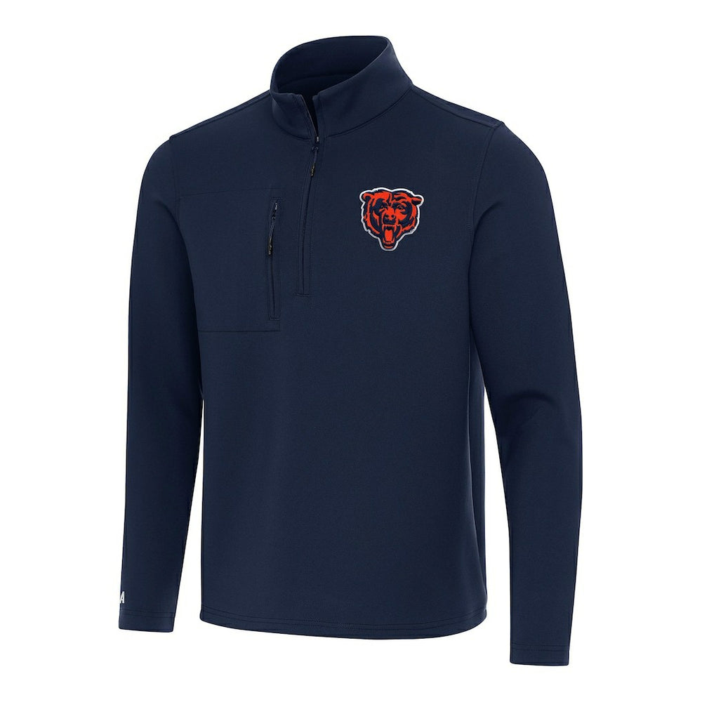 Chicago Bears Antigua Bear Logo Insider Quarter-Zip Pullover Top - Navy - NFL