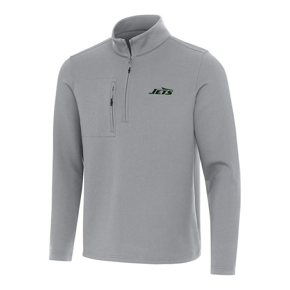 New York Jets Antigua Insider Quarter-Zip Pullover Top - Gray - NFL
