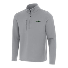 New York Jets Antigua Insider Quarter-Zip Pullover Top - Gray - NFL