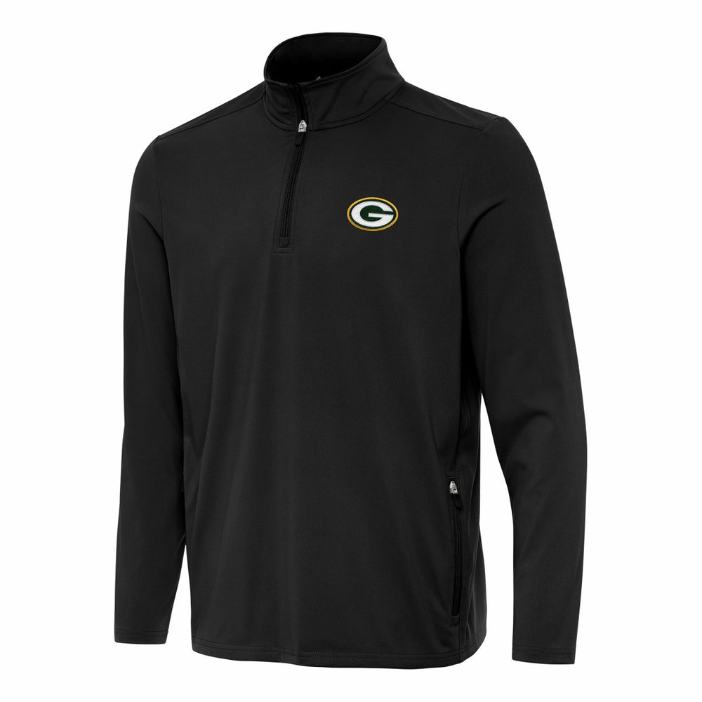 Green Bay Packers Antigua Perilous Quarter-Zip Pullover Top - Black - NFL