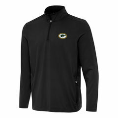 Green Bay Packers Antigua Perilous Quarter-Zip Pullover Top - Black - NFL