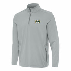 Green Bay Packers Antigua Perilous Quarter-Zip Pullover Top - Gray - NFL