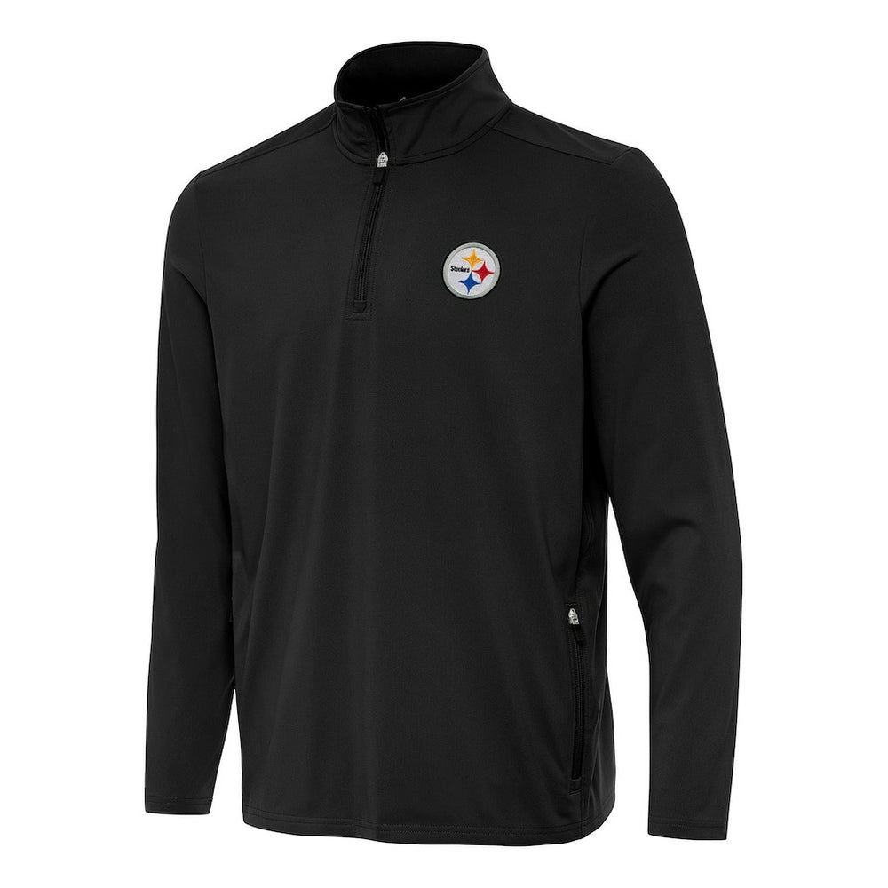 Pittsburgh Steelers Antigua Perilous Quarter-Zip Pullover Top - Black - NFL