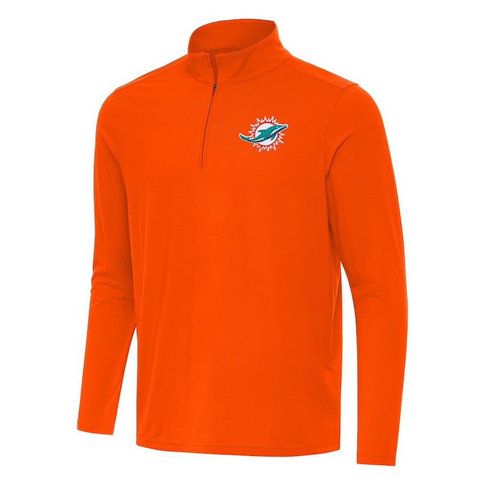 Miami Dolphins Antigua Intent Quarter-Zip Pullover Top - Orange - NFL