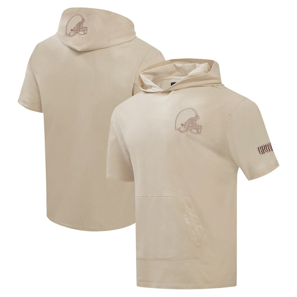 Cleveland Browns Pro Standard Neutrals Capsule Short Sleeve Pullover Hoodie - Tan - NFL