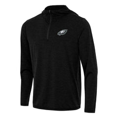 Philadelphia Eagles Antigua Tidy Quarter-Zip Pullover Hoodie - Heather Black - NFL