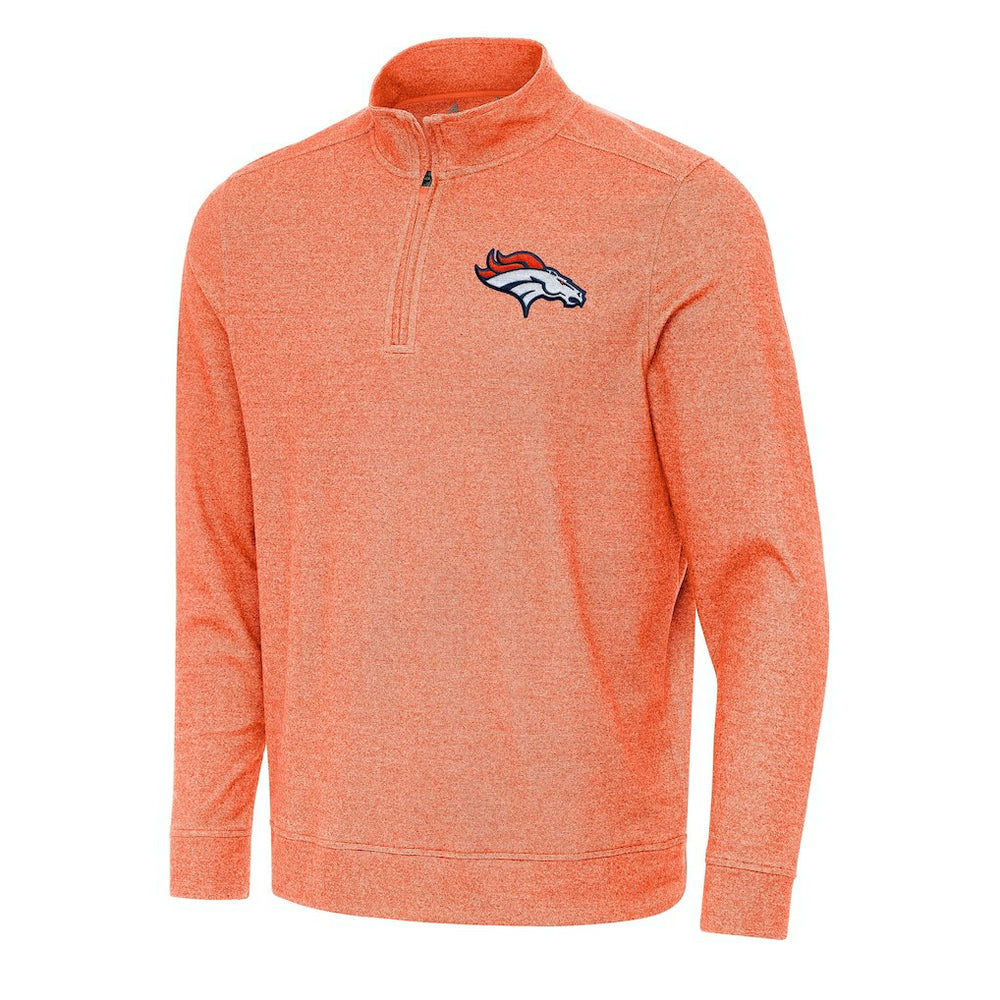Denver Broncos Antigua Subtle Quarter-Zip Top - Heather Orange - NFL