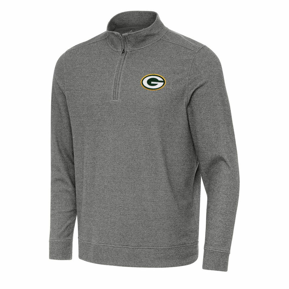 Green Bay Packers Antigua Subtle Quarter-Zip Top - Heather Black - NFL