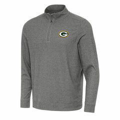 Green Bay Packers Antigua Subtle Quarter-Zip Top - Heather Black - NFL