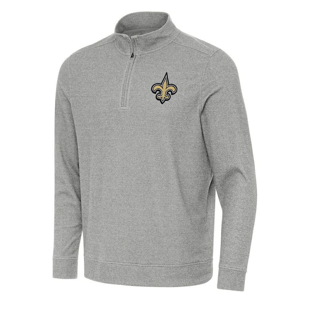 New Orleans Saints Antigua Subtle Quarter-Zip Top - Heather Gray - NFL