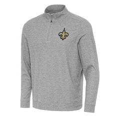 New Orleans Saints Antigua Subtle Quarter-Zip Top - Heather Gray - NFL