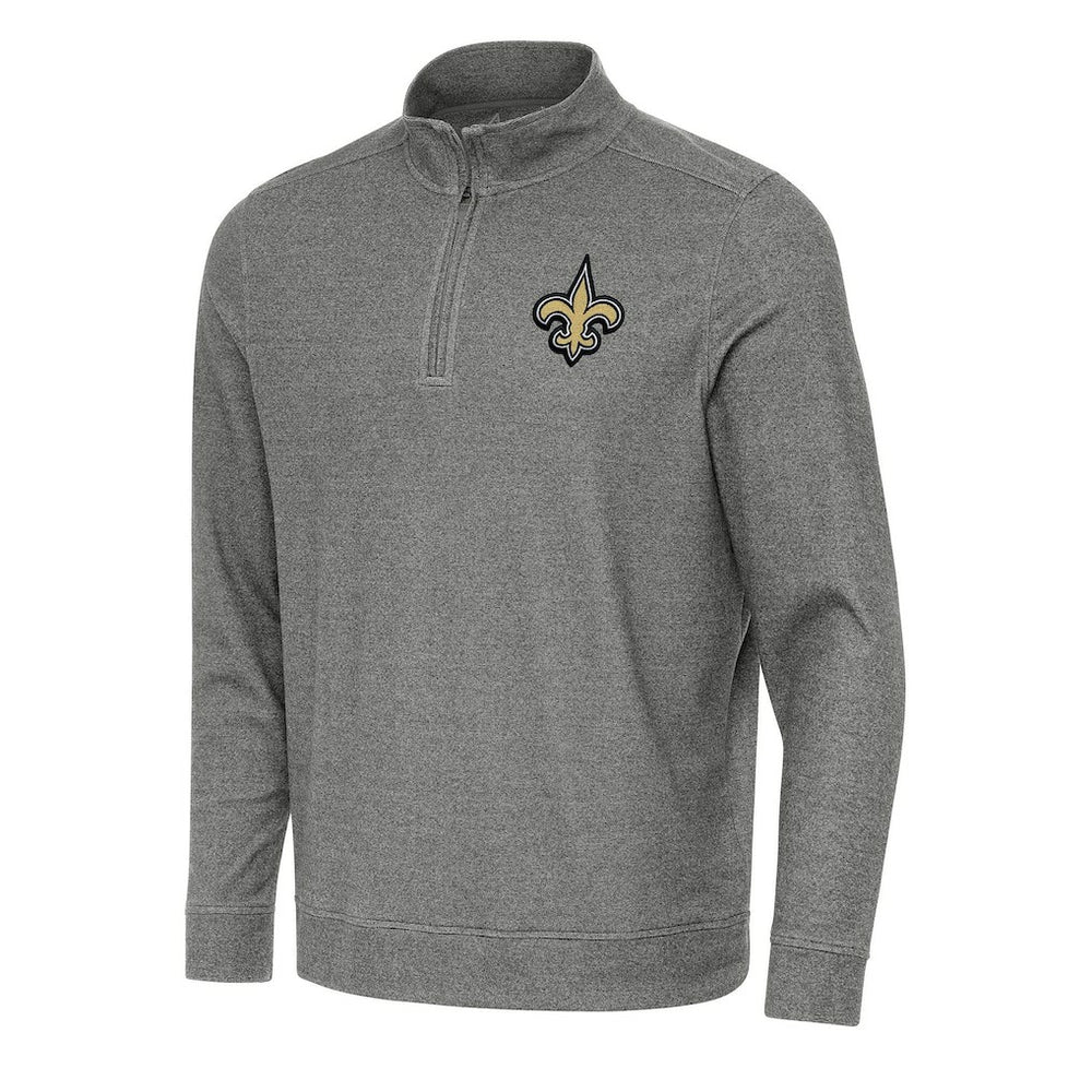 New Orleans Saints Antigua Subtle Quarter-Zip Top - Heather Black - NFL
