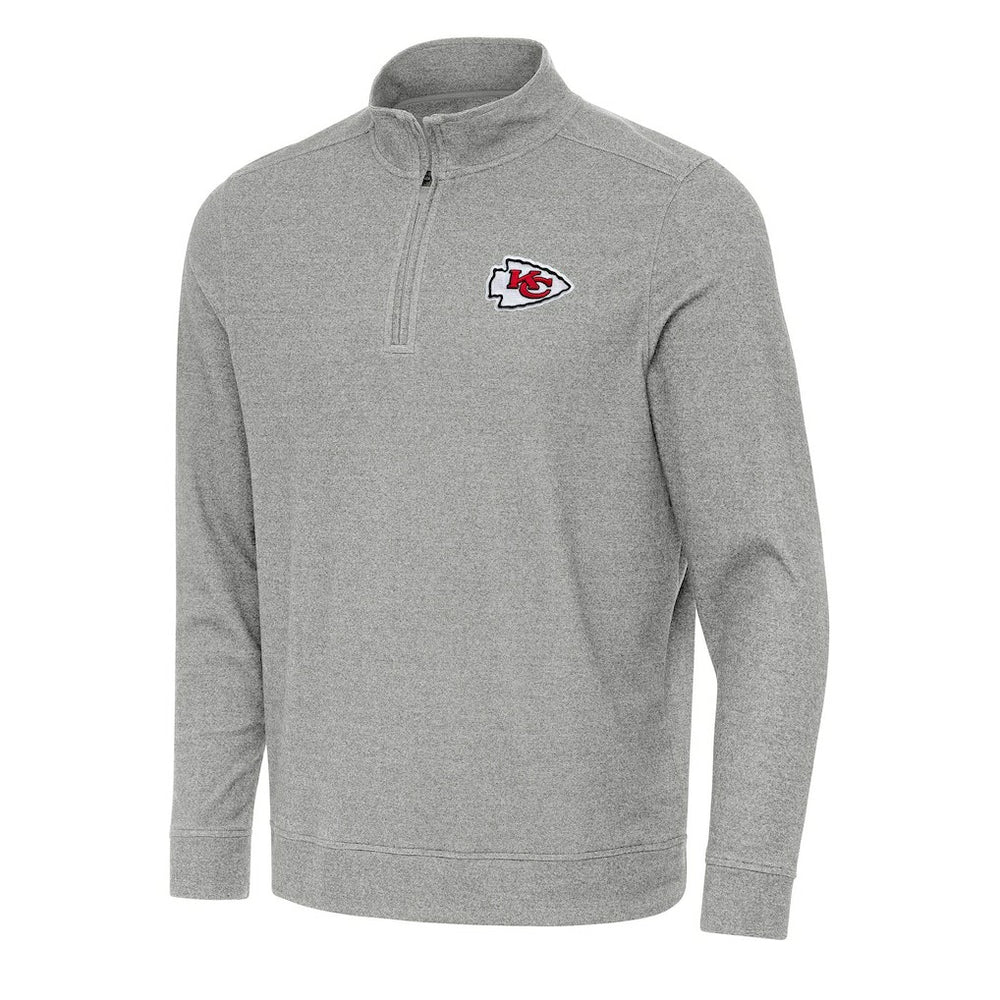 Kansas City Chiefs Antigua Subtle Quarter-Zip Top - Heather Gray - NFL