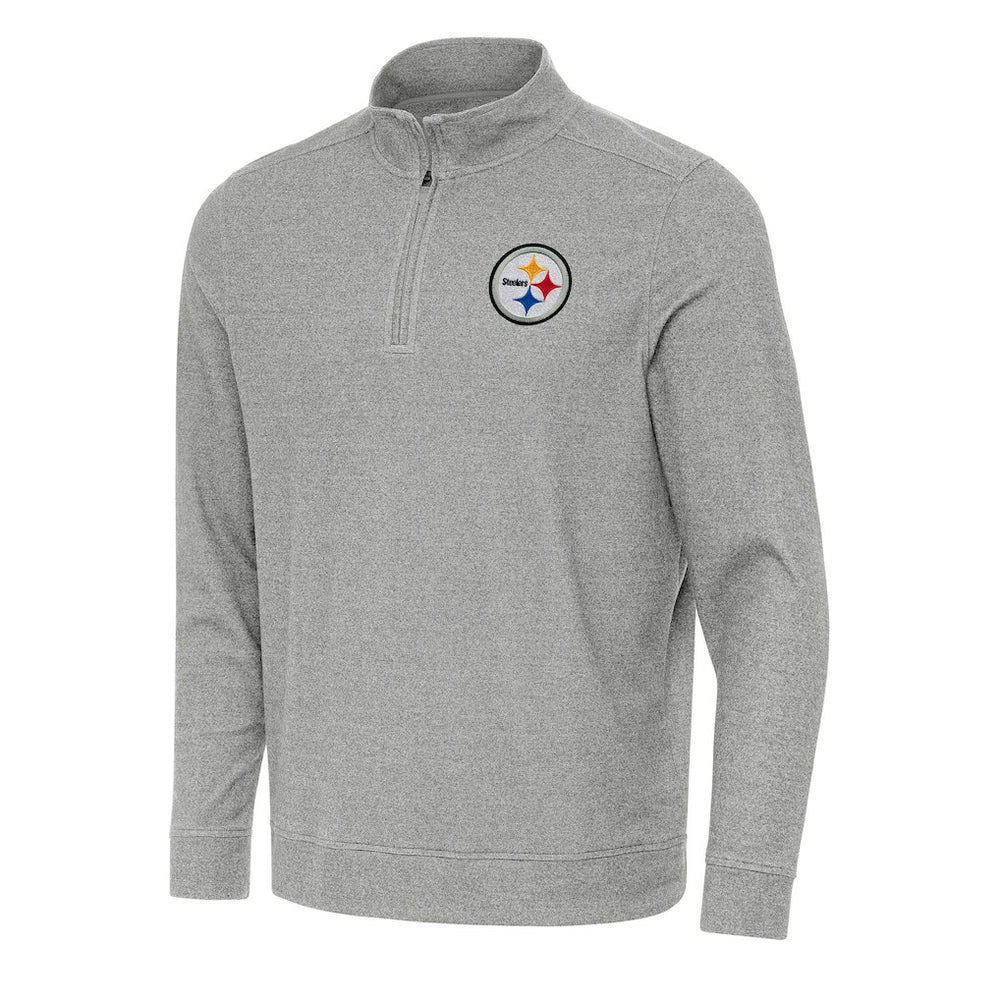 Pittsburgh Steelers Antigua Subtle Quarter-Zip Top - Heather Gray - NFL