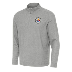 Pittsburgh Steelers Antigua Subtle Quarter-Zip Top - Heather Gray - NFL