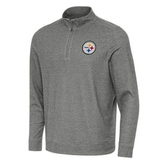 Pittsburgh Steelers Antigua Subtle Quarter-Zip Top - Heather Black - NFL