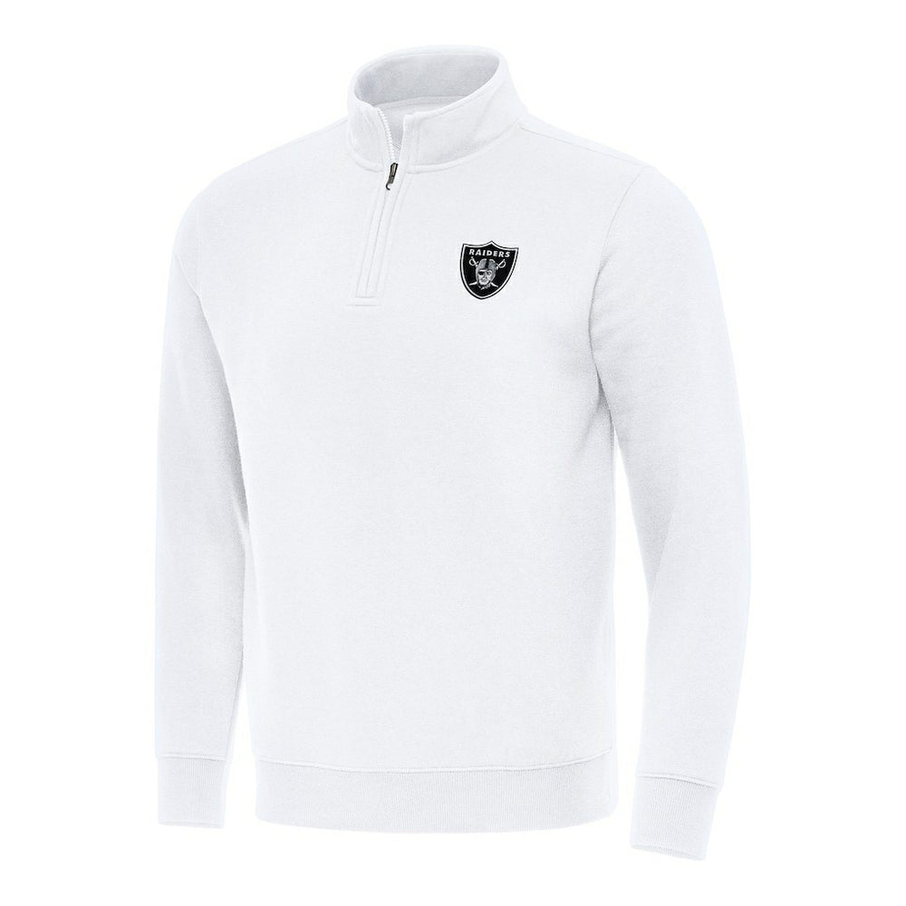 Las Vegas Raiders Antigua Victory Quarter-Zip Pullover Top - White - NFL