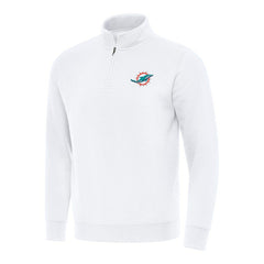 Miami Dolphins Antigua Victory Quarter-Zip Pullover Top - White - NFL