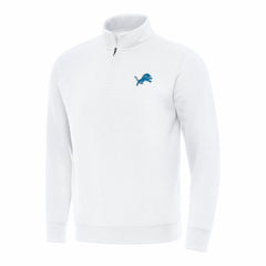 Detroit Lions Antigua Victory Quarter-Zip Pullover Top - White - NFL
