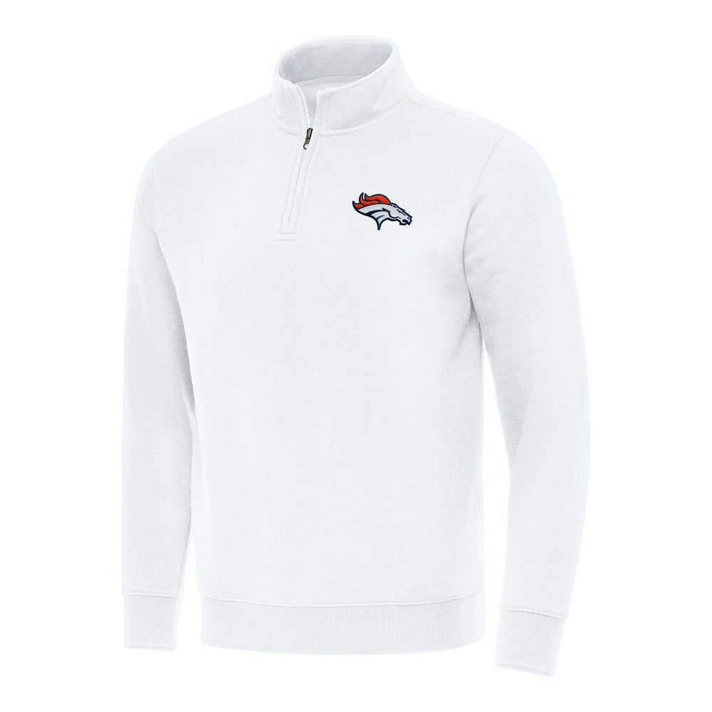 Denver Broncos Antigua Victory Quarter-Zip Pullover Top - White - NFL