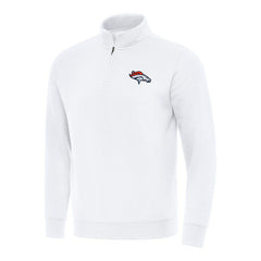 Denver Broncos Antigua Victory Quarter-Zip Pullover Top - White - NFL
