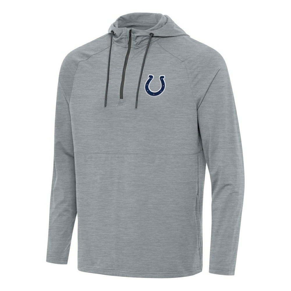 Indianapolis Colts Antigua Spikes Quarter-Zip Pullover Hoodie - Heather Gray - NFL
