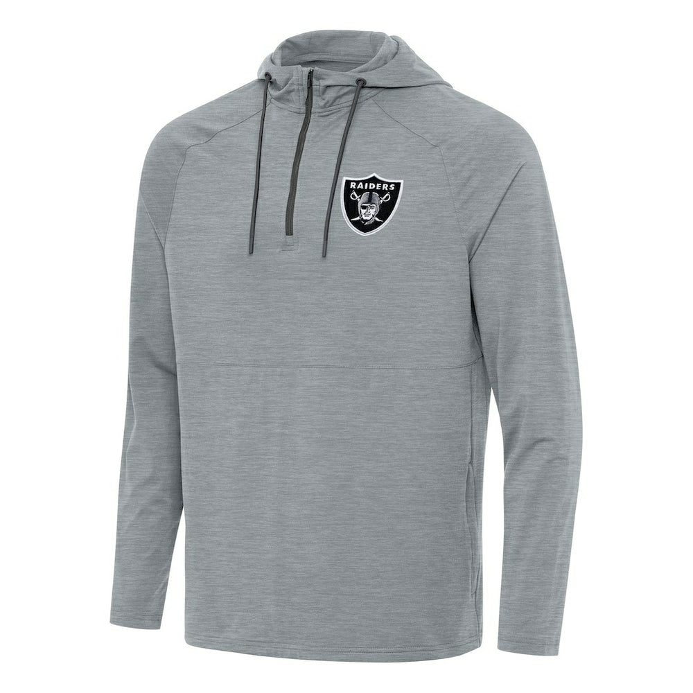 Las Vegas Raiders Antigua Spikes Quarter-Zip Pullover Hoodie - Heather Gray - NFL