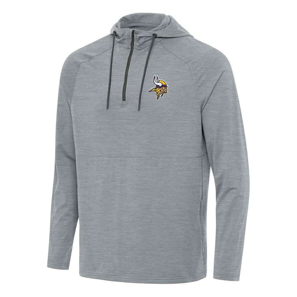 Minnesota Vikings Antigua Spikes Quarter-Zip Pullover Hoodie - Heather Gray - NFL