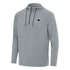 New England Patriots Antigua Spikes Quarter-Zip Pullover Hoodie - Heather Gray - NFL