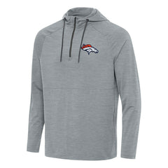 Denver Broncos Antigua Spikes Quarter-Zip Pullover Hoodie - Heather Gray - NFL