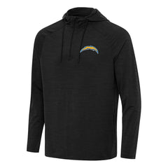 Los Angeles Chargers Antigua Spikes Quarter-Zip Pullover Hoodie - Heather Black - NFL