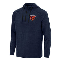 Chicago Bears Antigua Spikes Quarter-Zip Pullover Hoodie - Heather Navy - NFL