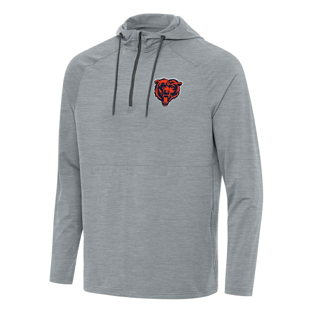 Chicago Bears Antigua Spikes Quarter-Zip Pullover Hoodie - Heather Gray - NFL