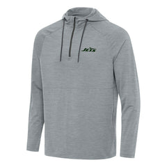 New York Jets Antigua Spikes Quarter-Zip Pullover Hoodie - Heather Gray - NFL