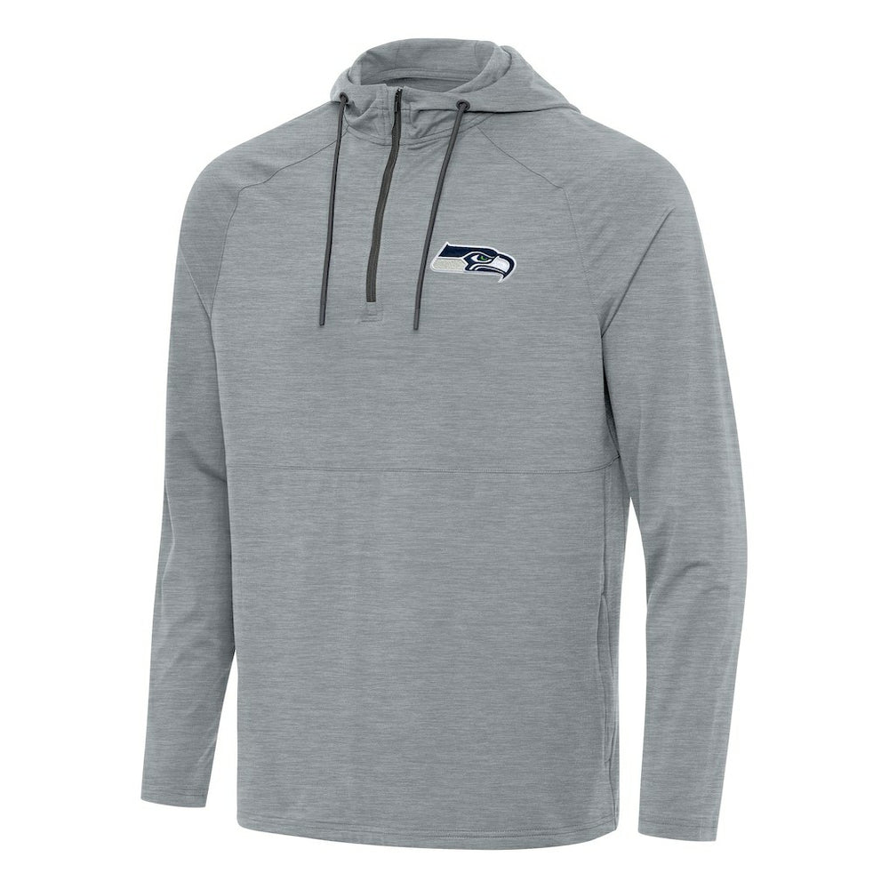 Seattle Seahawks Antigua Spikes Quarter-Zip Pullover Hoodie - Heather Gray - NFL
