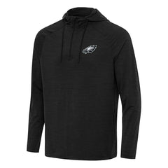 Philadelphia Eagles Antigua Spikes Quarter-Zip Pullover Hoodie - Heather Black - NFL