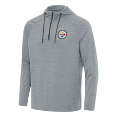Pittsburgh Steelers Antigua Spikes Quarter-Zip Pullover Hoodie - Heather Gray - NFL