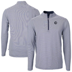 Chicago Cubs Cutter & Buck Virtue Eco Pique Micro Stripe Quarter-Zip Jacket for sale